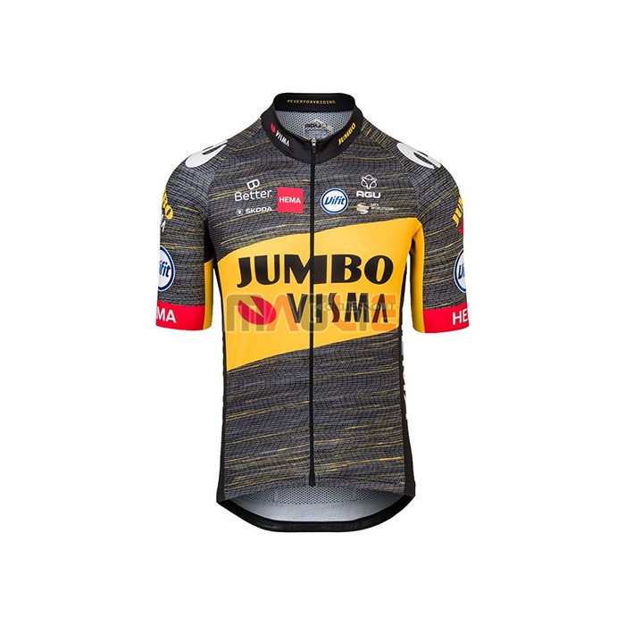 Maglia Jumbo Visma Manica Corta 2021 Nero Giallo